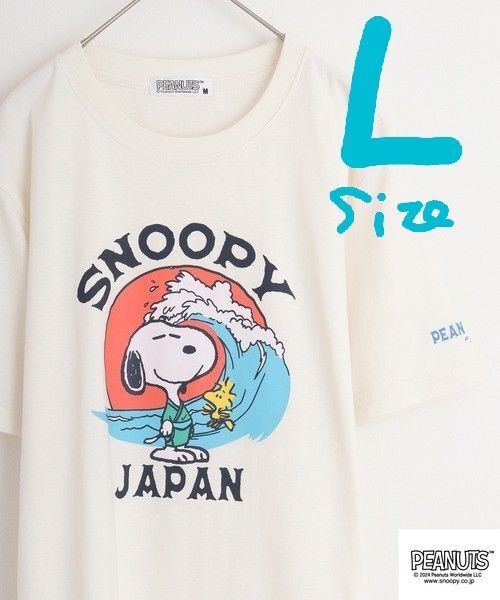 【新品】メンズT スヌーピー L 白 SNOOPY タグ付 コットン 綿100 和柄 サーフ 半袖Tシャツ 天竺