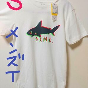 【新品】みぞぐちともや メンズ サメTシャツ S ホワイト SHARK 紳士 タグ付き