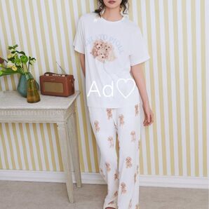 新品未使用 新作 gelato pique トイプードルワンポイントTシャツ & トイプードル柄ショートパンツ オフホワイト