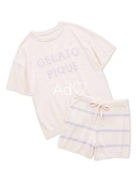 新品未使用 gelato pique スムーズィーロゴジャガードプルオーバー&ショートパンツセット ピンク