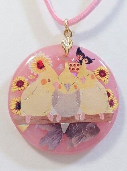 オカメインコちゃんカワイイレジンネックレス★ オカメインコ オカメインコアクセサリー インコ インコアクセサリー 鳥