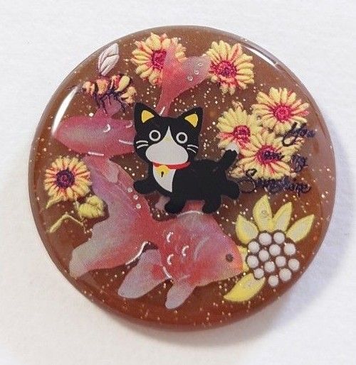 かわいいねこちゃん夏レジンアクセサリー レジンヘアゴム ハチワレ猫 ねこポニーフック ねこブローチ ポニーフック