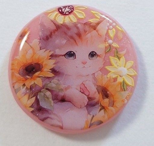 ねこちゃんと向日葵かわいいレジンアクセサリー ねこレジンネックレス ねこレジンヘアゴム ねこポニーフック ブローチ