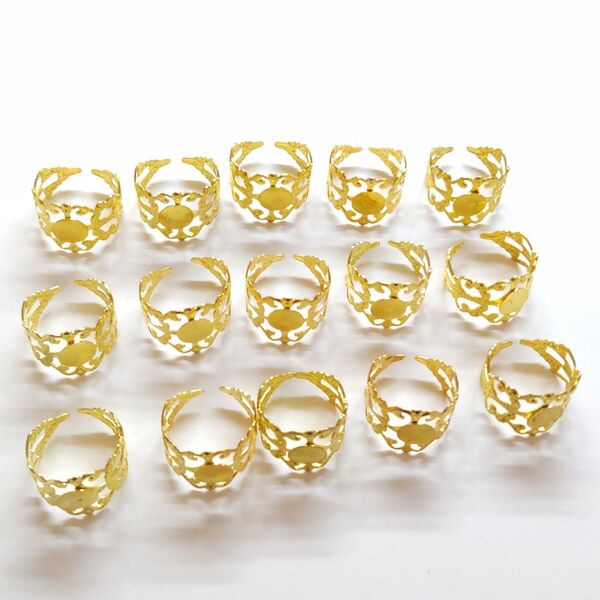 訳あり B品 皿つき 透かしリング ゴールドカラー 15個 ※注意事項有り
