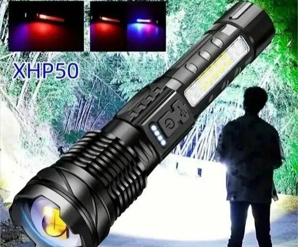 LED 懐中電灯 XPH50 Type-C充電式 超高輝度LED+COBライト7モード 防水 ズーム機能 バッテリー内蔵 新品!