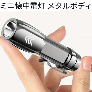 LED懐中電灯 コンパクト 充電式 メタルボディ フック付き ブラック 新品! 送料無料