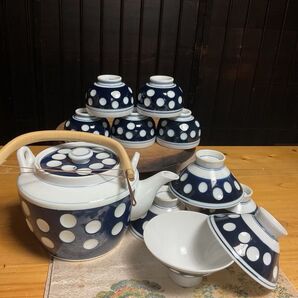水玉 (急須 1)(茶碗 5)(湯飲み5)