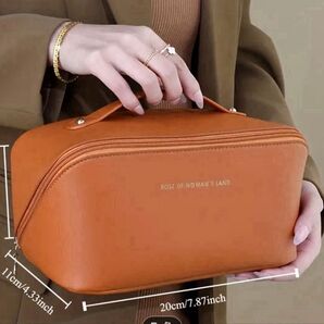 化粧品バッグ メイクポーチ 旅行 トラベルポーチ 化粧ポーチ オフィス 茶 モカ 訳あり 大容量