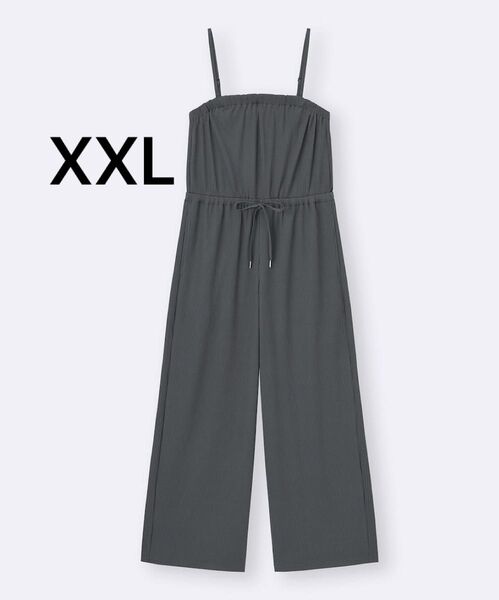 GU リブサロペットパンツ XXL グレー パンツ ズボン つなぎ サロペットパンツ サロペット オールインワン オーバーオール