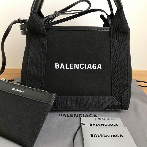 新品未使用 BALENCIAGA バレンシアガ ネイビーカバ XS 2way ショルダーバッグ トートバッグ 黒