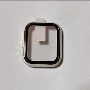 アップルウォッチカバー ケース ガラスフィルム 44mm ホワイト×ゴールド