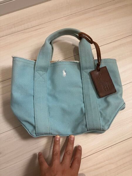 RALPH LAUREN ミニトートバッグ ライトブルー