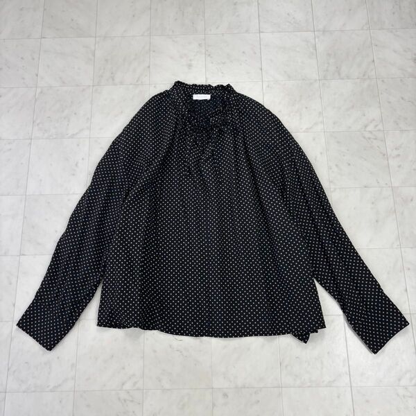 Ballsey★美品★ドットプリント ネックギャザーブラウス