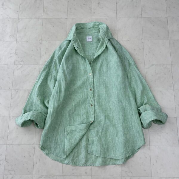 Spick&Span★リネンビッグシャツ 細ストライプ