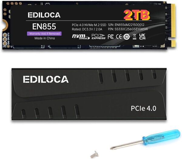 Ediloca EN855 2TB DRAMCache 2GB M.2 PCle 4.0x4 7400MB/s 6800/MBs