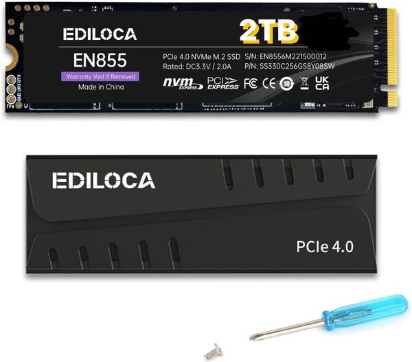 Ediloca EN855 2TB DRAMCache 2GB 7400MB/s 6800/MBs 1400TBW 5年保証