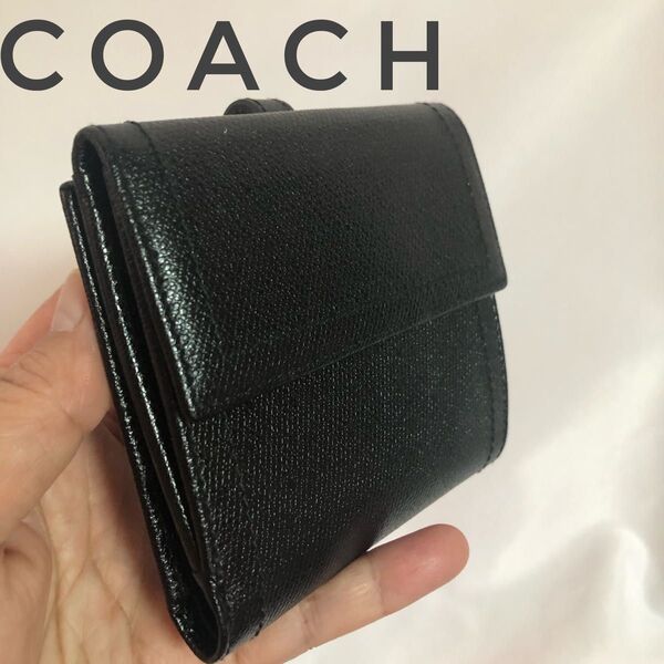 セ—ル【極美品】COACHコ—チ 二つ折り財布 メンズ 黒