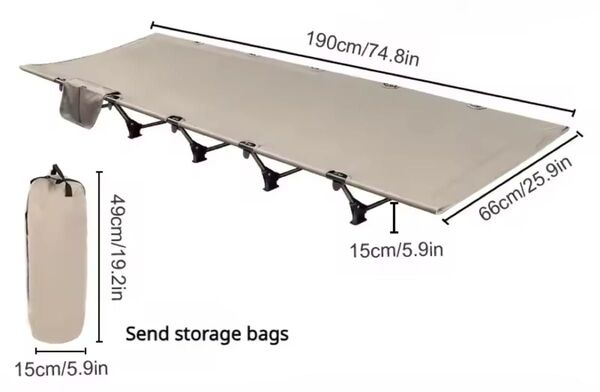 キャンプ コット アウトドアベッド 超軽量 折りたたみ式 高さ15cm