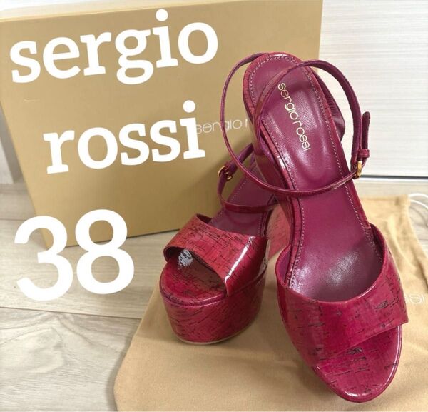 新品未使用!sergio rossi セルジオロッシ サンダル ウェッジソールサンダル 38 24.5cm前後