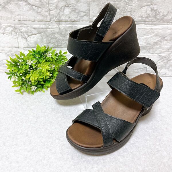 【美品】Re:getA クロスベルト ベルクロ ヒールサンダル M