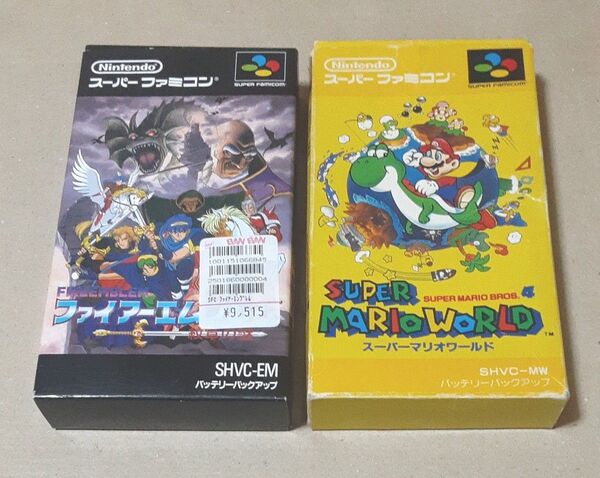 SFC スーパーファミコン ソフト ファイアーエムブレム紋章の謎 箱説付き スーパーマリオワールド 箱付き 2本セット