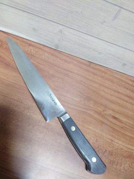 堺一文字光秀 牛刀 24cm 刃付け済み 炭素鋼 ハガネ 両刃 包丁 洋包丁 刃物 研ぎ済 万能包丁
