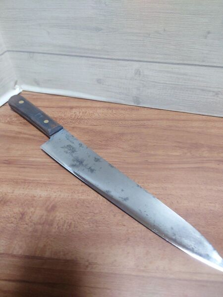 源正貞 牛刀 24cm 再生品 ハガネ 炭素鋼 シェフナイフ 洋包丁
