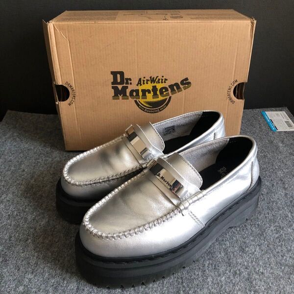 Dr.マーチン Dr. Martens/ドクターマーチン PENTON II QUAD ローファー シルバー 厚底 サイズUK5