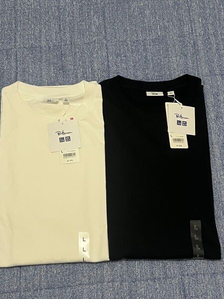 ユニクロUNIQLO 二子玉川高島屋限定 ロンハーマンTシャツ2枚 Lサイズ 白 黒 ユニクロ ホワイト Tシャツ