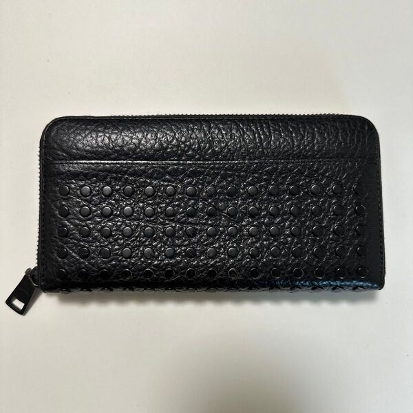 coach スタッズ ラウンドジップウォレット 長財布 ブラック 75445