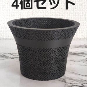通気性抜群の鉢・AirPots 4個セット 内径78mm ブラック