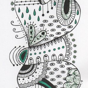 ☆原画・額なし☆NO.8「楽しい時間」/抽象画 ペン画 ドローイング
