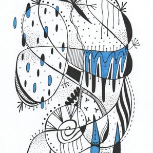 ☆原画・額なし☆NO.5「囁く」/抽象画 ペン画 ドローイング