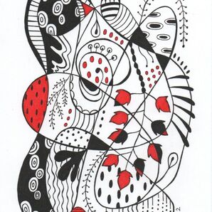 ☆原画・額なし☆NO.4「晩秋」/抽象画 ペン画 ドローイング