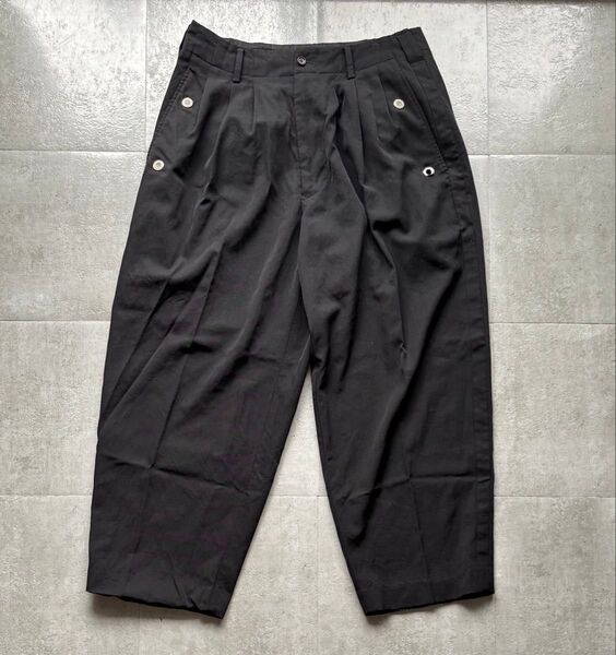 Yohji Yamamoto Pour Homme ヨウジヤマモトプールオム ワイドデーパードパンツ ブラック デザイン◎