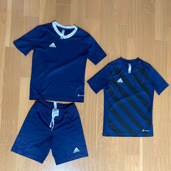 adidas サッカーウェア、パンツ3点セット キッズ ネイビー系