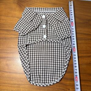 【新品未使用品】ペット服 Sサイズ 茶色と白色のチェック柄