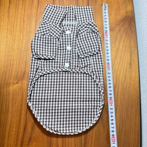 【新品未使用品】ペット服 Mサイズ 茶色と白色のチェック柄