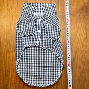 【新品未使用品】ペット服 Mサイズ 青色と白色のチェック柄