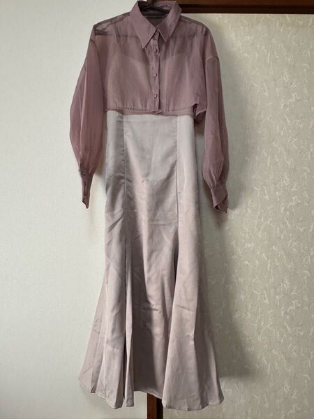 GRL シアークロップド丈シャツXマーメイドキャミワンピース S ピンク