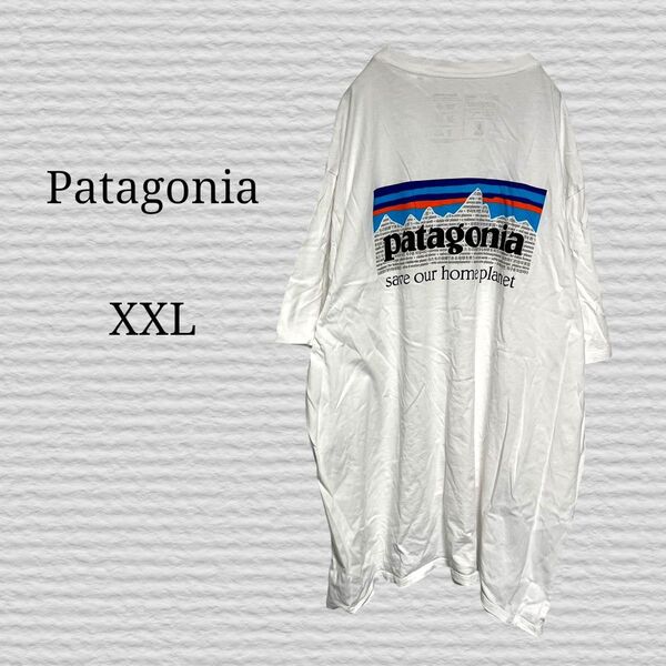 《Patagonia》Tシャツ 半袖 バックプリント ホワイト XXL Tシャツ 半袖 ロゴ ホワイト 半袖Tシャツ