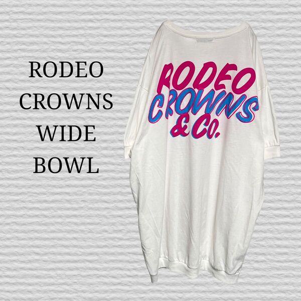 《RODEO CROWNS》Random big cutワンピース ホワイト Tシャツ 半袖 ロンT ロゴ プリント カットソー