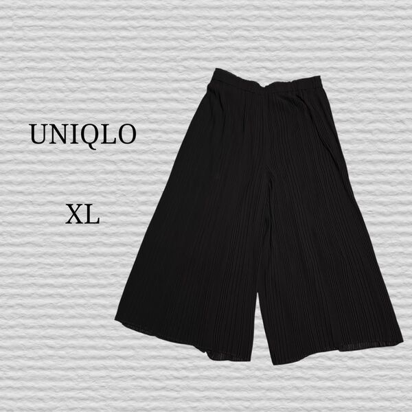 《UNIQLO》シフォンプリーツスカートパンツ 09 BLACK XLサイズ ワイドパンツ パンツ