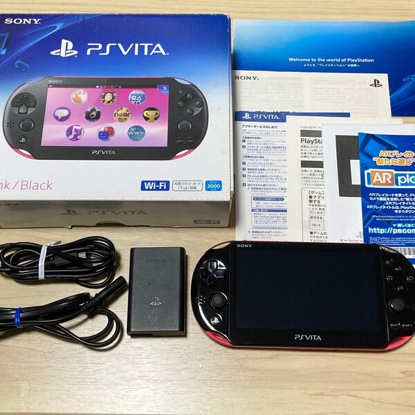 美品 SONY PlayStation Vita PSVITA ピンクブラック PCH-2000 箱付 a0025