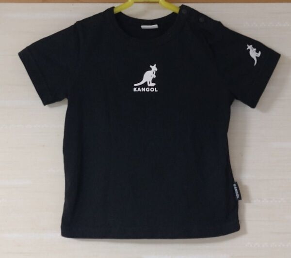 KANGOL カンゴール キッズ Tシャツ 黒 ブラック 半袖 綿100% 肩ホック付き