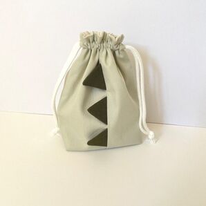 小さな恐竜 コップ入れ巾着袋 緑 ハンドメイド
