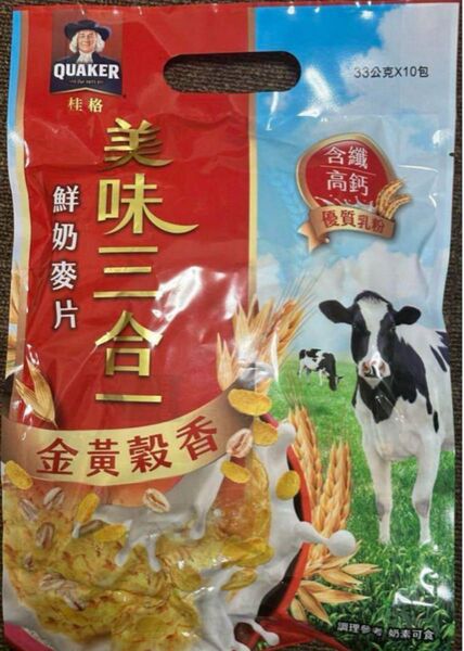 台湾QUAKER桂格金穀香美味三合一 (ミルクオートミール )33g *10袋
