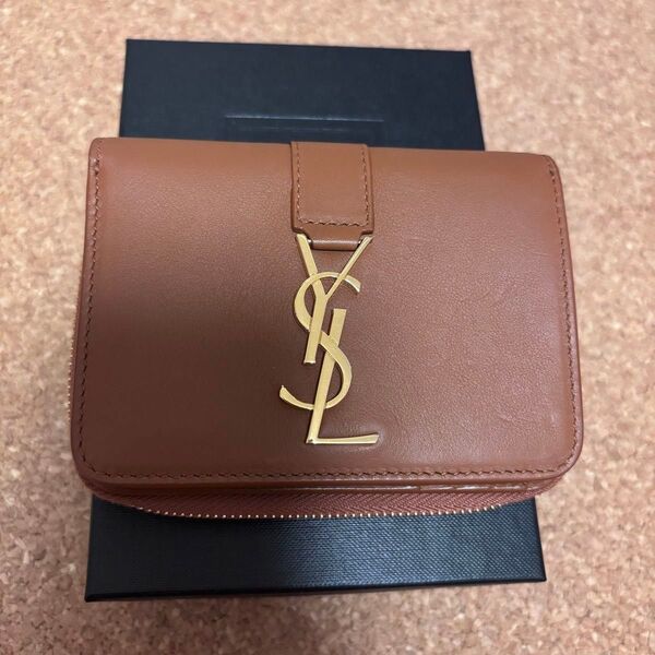 SAINT LAURENT サンローラン コンパクトウォレット ブラウン 正規品