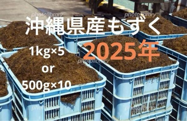 2025年産 沖縄県産 もずく(塩蔵) 1kgパック×5 漁師直送 送料無料