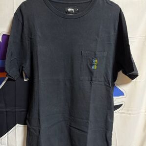 STUSSY ポケットTシャツ ブラック 刺繍ロゴ ステューシー ストックロゴ